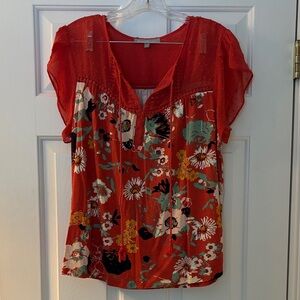 Daniel Rainn Red Floral Blouse